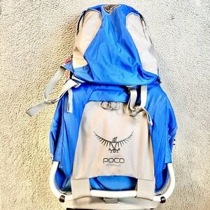 Osprey Poco Plus Child Carrier Hiking Backpack Blue Gray Adjustable